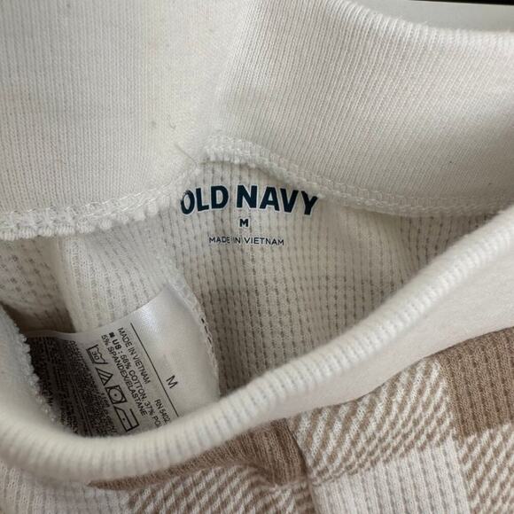 Old Navy High-Waisted Waffle Pajama Leggings Tan and White M - Picture 5 of 8